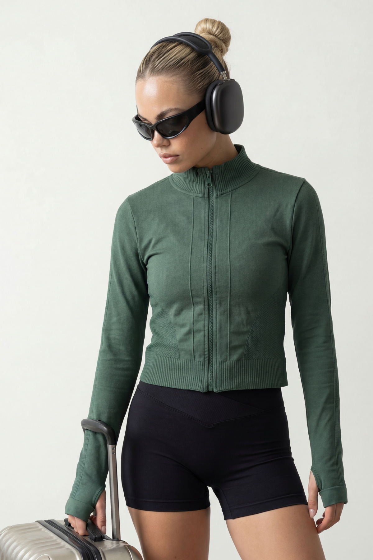 FREYA – Pine Green Seamless Zip Jacket