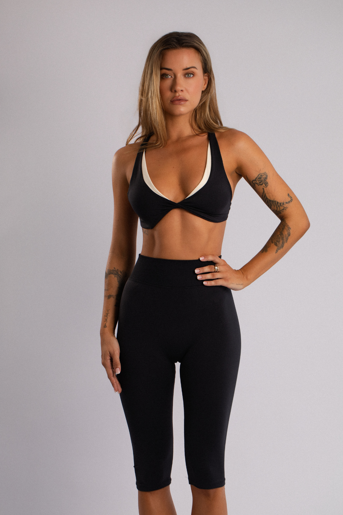 High-Waist Seamless Capri Leggings Black