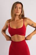 Thin-Strap Padded Sports Bra Red