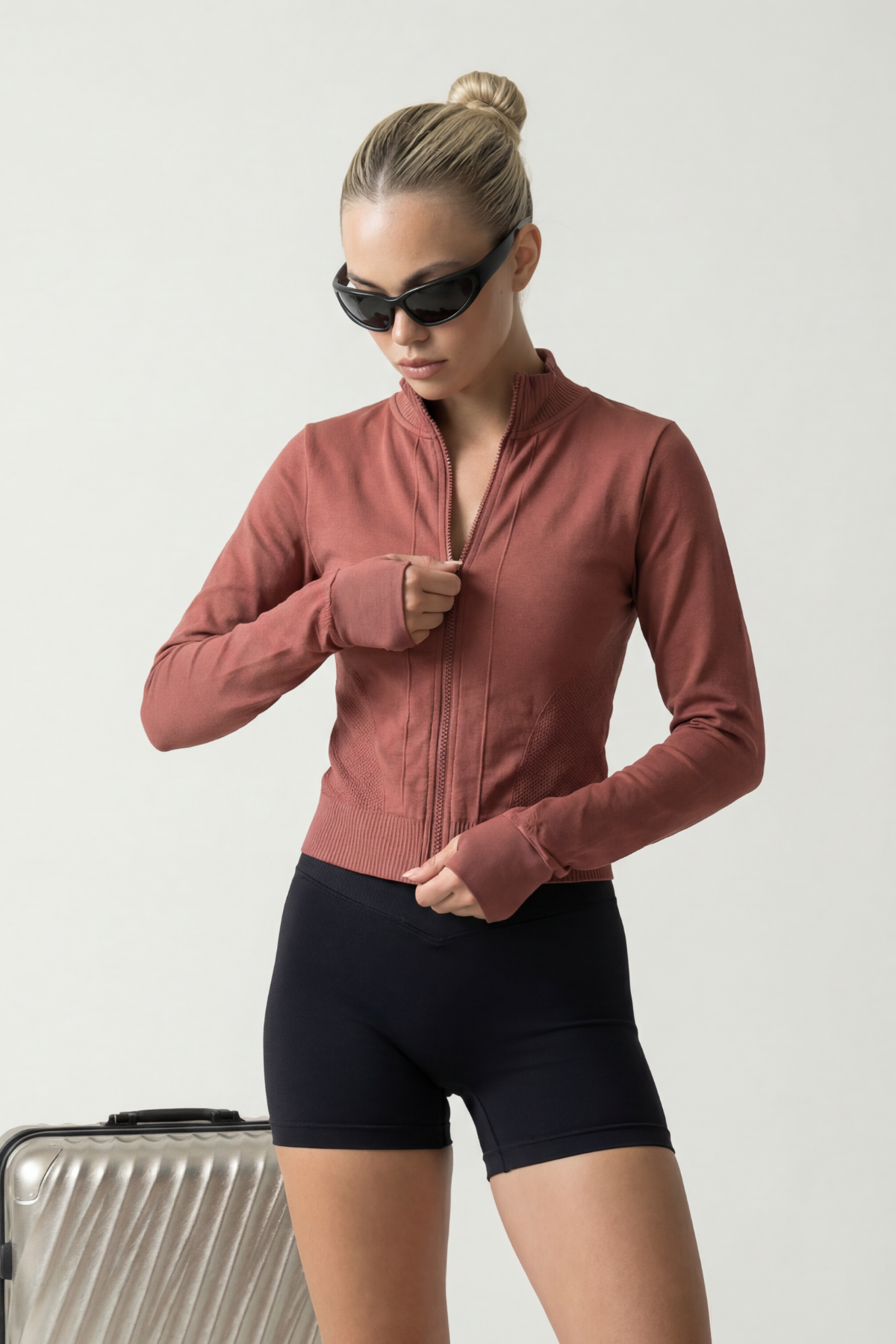 FREYA – Dusty Rose Seamless Zip Jacket