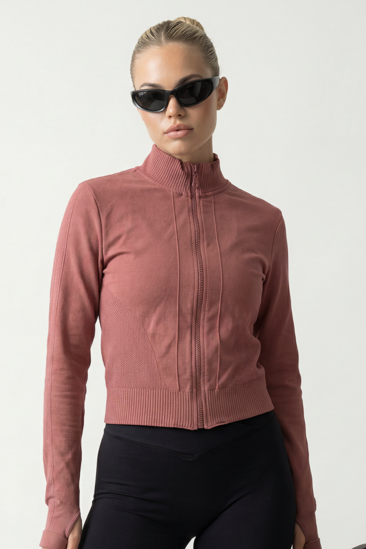 FREYA – Dusty Rose Seamless Zip Jacket