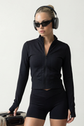 FREYA – Black Seamless Zip Jacket