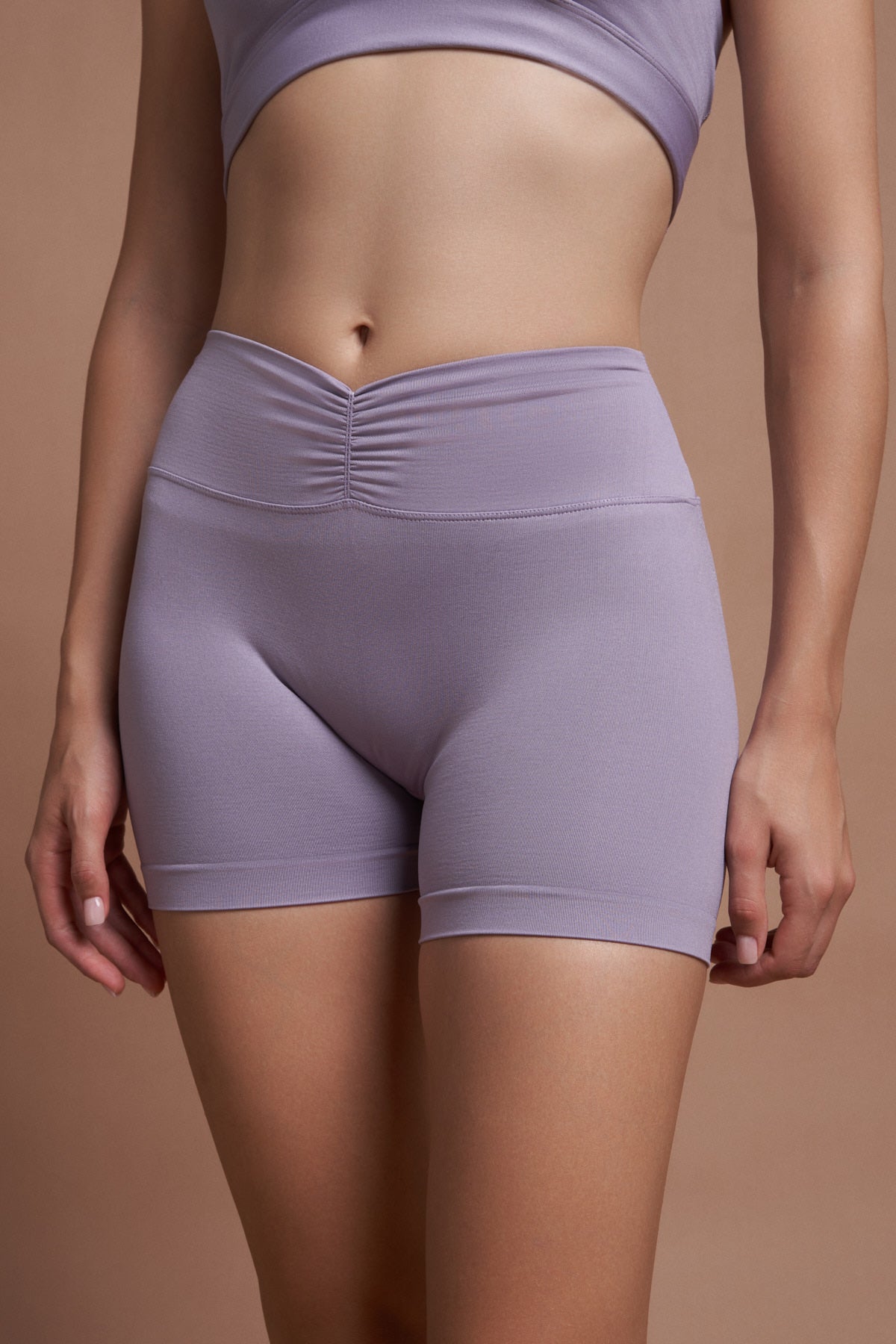 ALBA – Purple Ruched Seamless Shorts