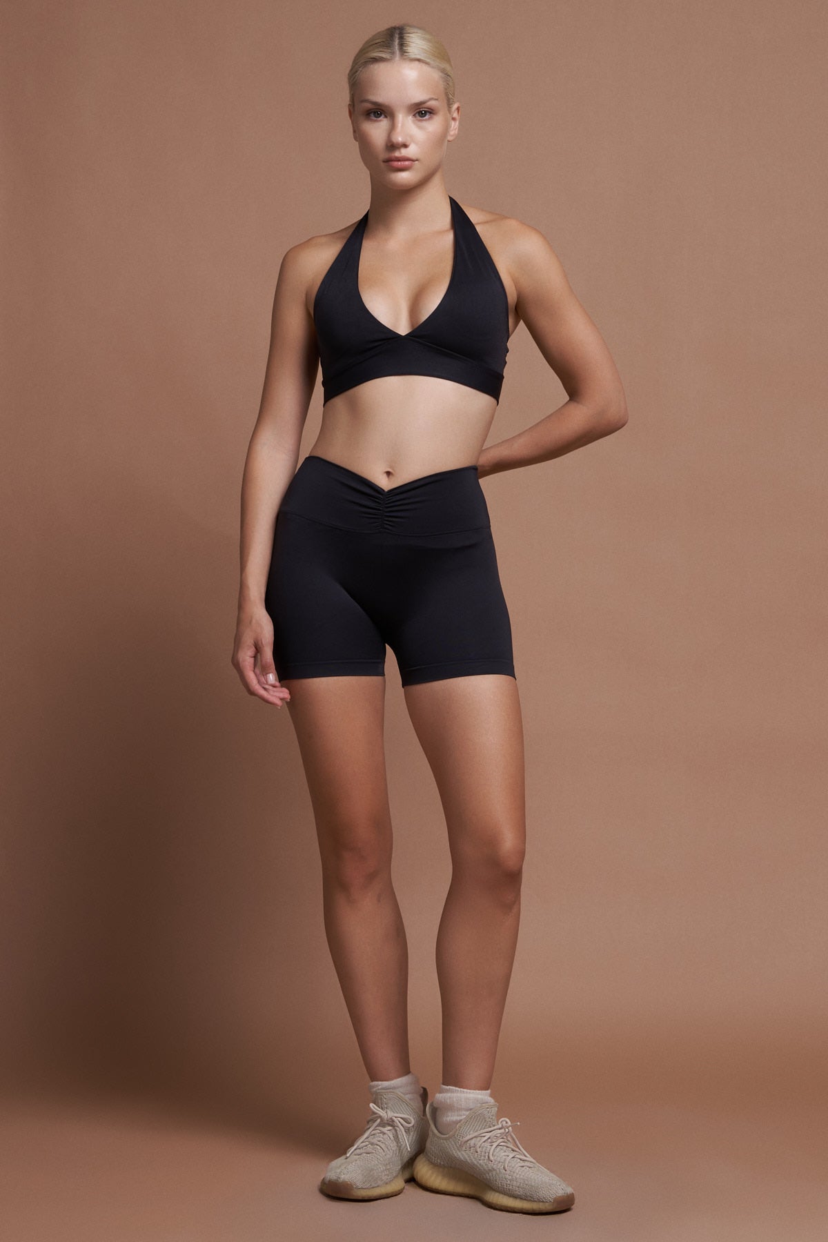 ALBA – Rutched Black Seamless Shorts