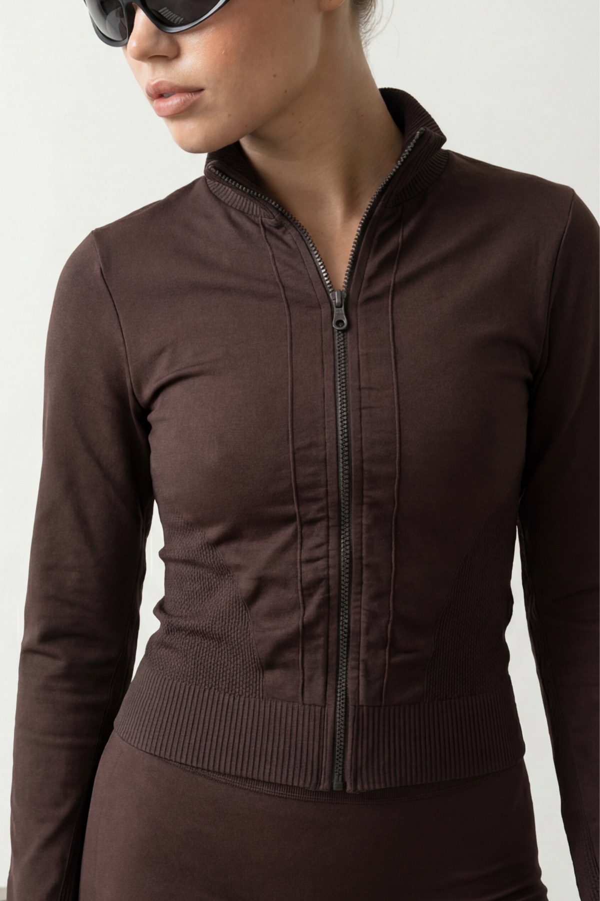 FREYA – Brown Seamless Zip Jacket
