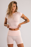 Fold-Over Waist Shorts Pink