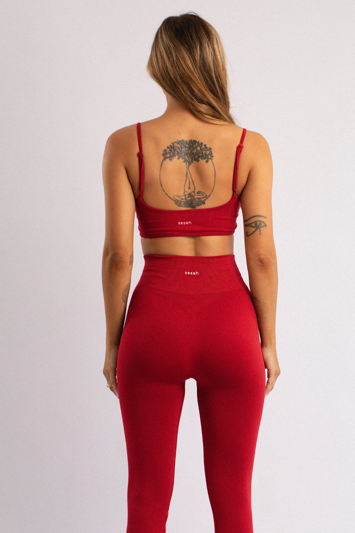 Thin-Strap Padded Sports Bra Red