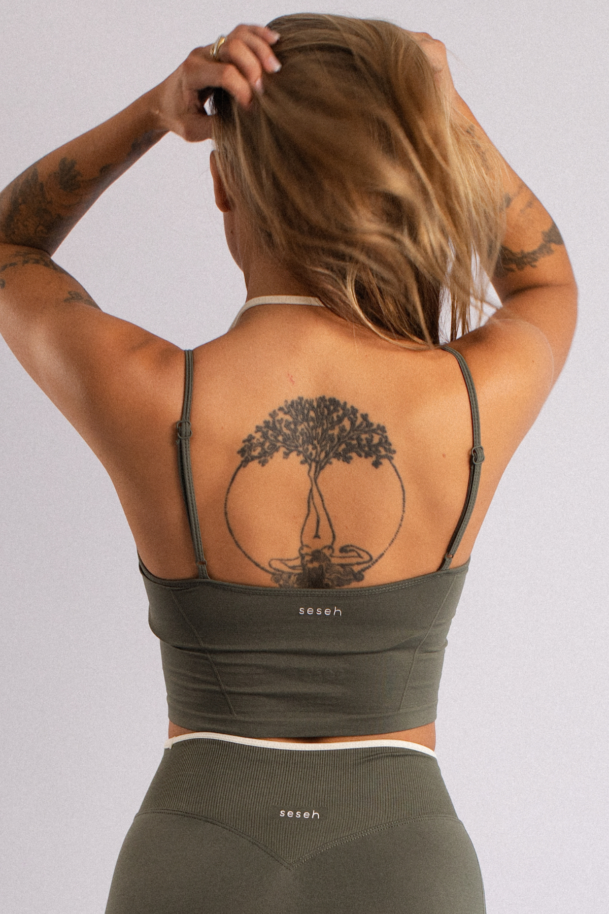 Layered Two-Tone Crop Tank Green