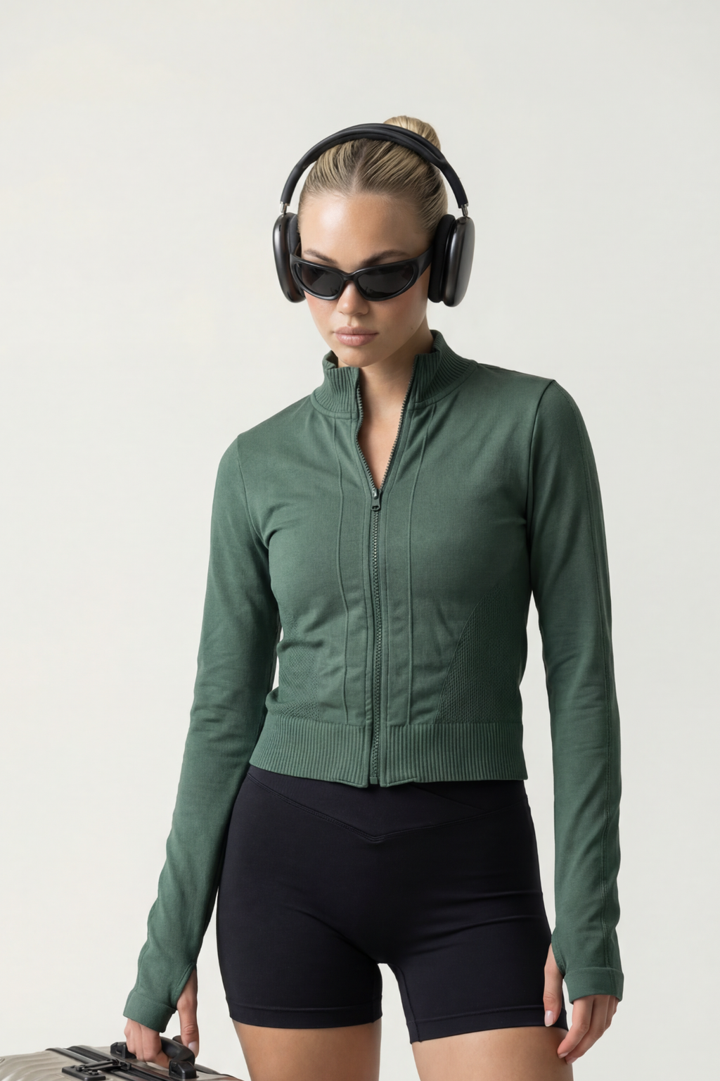 FREYA – Pine Green Seamless Zip Jacket