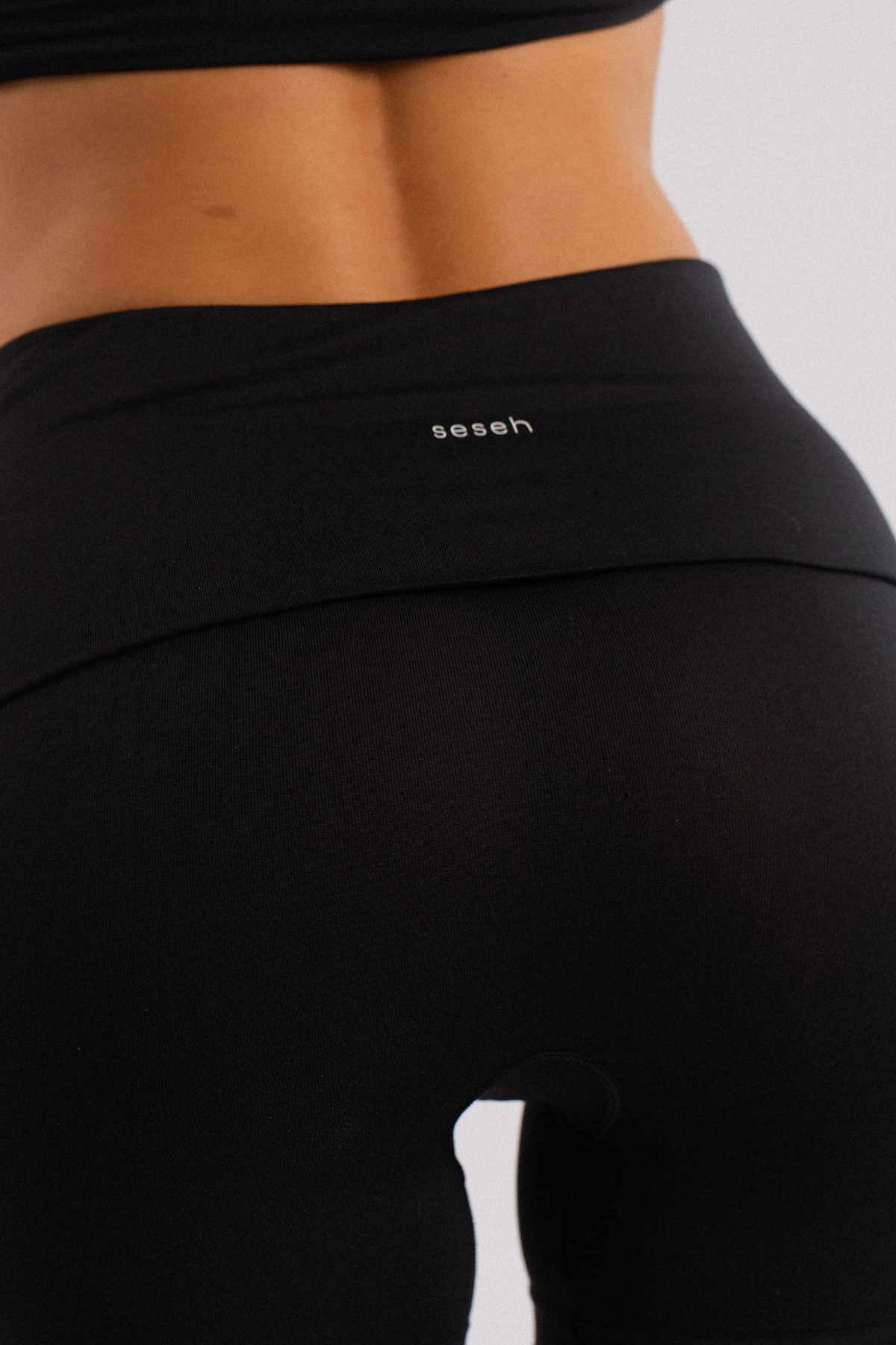 Fold-Over Waist Flare Leggings Black