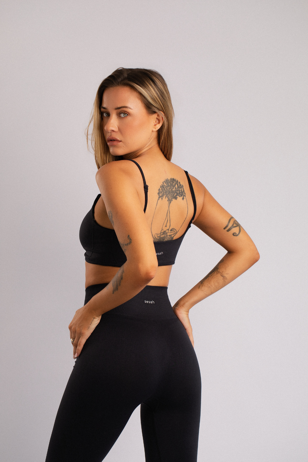 Thin-Strap Padded Sports Bra Black