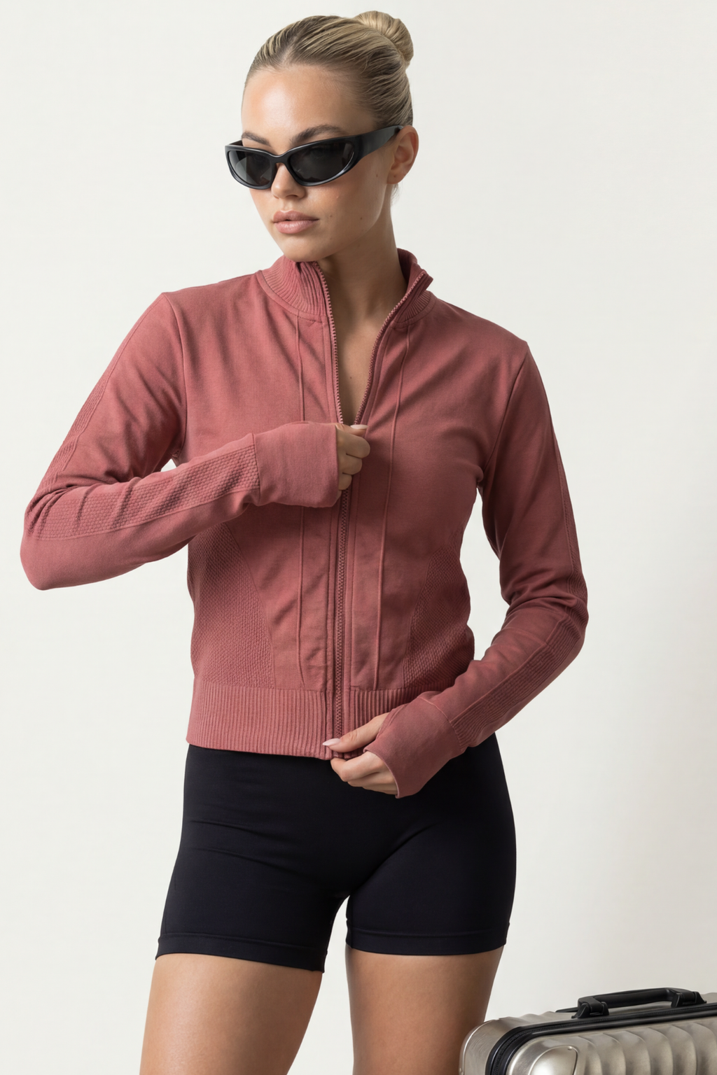 FREYA – Dusty Rose Seamless Zip Jacket